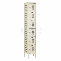 Hallowell® 6-Tier 6 Door Heavy-Duty Ventilated Locker, 12"Wx12"Dx12"H, Tan, Assembled