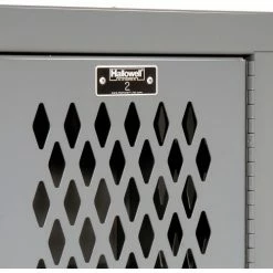 Hallowell® 2-Tier 2 Door Heavy-Duty Ventilated Locker, 12"Wx15"Dx36"H, Dark Gray, Assembled -Deals Lockers Store 239324GY 09 3