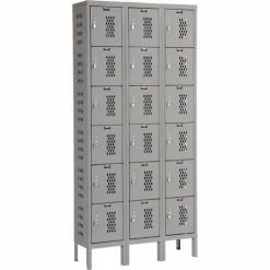 Hallowell® 6-Tier 6 Door Heavy-Duty Ventilated Locker, 12"Wx18"Dx12"H, Dark Gray, Unassembled