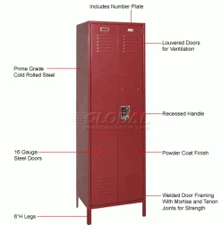 Penco® Vanguard™ 1-Tier 1 Door Executive Locker w/Legs,24"Wx24"Dx72"H,Burgundy,Unassembled -Deals Lockers Store 242330BY 1wco