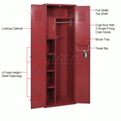 Penco® Vanguard™ 1-Tier 1 Door Executive Locker, 24"Wx18"Dx72"H, Burgundy, Unassembled -Deals Lockers Store 242331BY 2wco