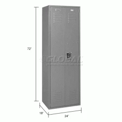 Penco® Vanguard™ 1-Tier 2 Door Executive Locker, 24"Wx18"Dx72"H, Gray, Unassembled -Deals Lockers Store 242331GY dim