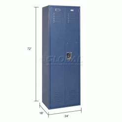 Penco® Vanguard™ 1-Tier 2 Door Executive Locker, 24"Wx18"Dx72"H, Marine Blue, Assembled -Deals Lockers Store 242331MB dim