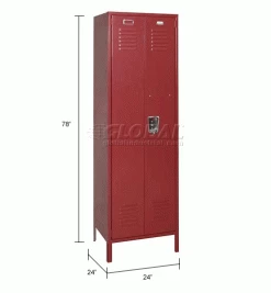 Penco® Vanguard™ 1-Tier 1 Door Executive Locker w/Legs,24"Wx24"Dx72"H,Burgundy,Unassembled -Deals Lockers Store 242332BY dim