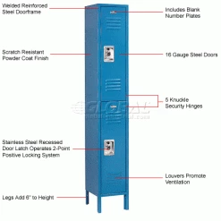 Global Industrial™ Infinity® 2-Tier 2 Door Locker, 12"Wx12"Dx36"H, Blue, Unassembled -Deals Lockers Store 254123BL 1wco
