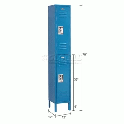 Global Industrial™ Infinity® 2-Tier 2 Door Locker, 12"Wx12"Dx36"H, Blue, Unassembled -Deals Lockers Store 254123BL dim