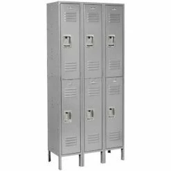 Global Industrial™ Infinity® 2-Tier 2 Door Locker, 12"Wx18"Dx36"H, Gray, Assembled -Deals Lockers Store 254123GY