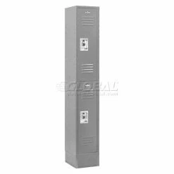 Global Industrial™ Infinity® 2-Tier 2 Door Locker, 12"Wx18"Dx36"H, Gray, Assembled -Deals Lockers Store 254123GY 06