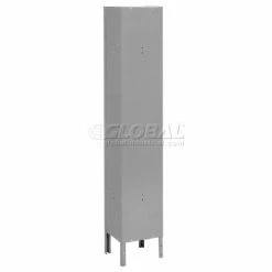 Global Industrial™ Infinity® 2-Tier 2 Door Locker, 12"Wx18"Dx36"H, Gray, Assembled -Deals Lockers Store 254123GY 08