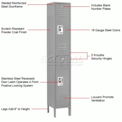 Global Industrial™ Infinity® 2-Tier 2 Door Locker, 12"Wx18"Dx36"H, Gray, Assembled -Deals Lockers Store 254123GY 1wco