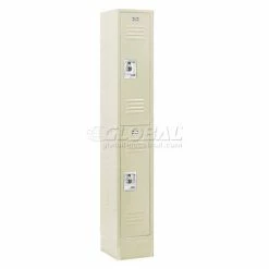 Global Industrial™ Infinity® 2-Tier 2 Door Locker, 12"Wx12"Dx36"H, Tan, Assembled -Deals Lockers Store 254123TN 06