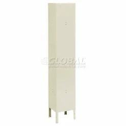 Global Industrial™ Infinity® 2-Tier 2 Door Locker, 12"Wx12"Dx36"H, Tan, Assembled -Deals Lockers Store 254123TN 08
