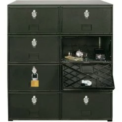 United Visual Products 8 Door Cell Phone Locker With Hasp Locks, 22"Wx16"Dx26"H, Black, Assembled