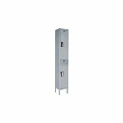 Hallowell® 2-Tier 2 Door Maintenance-Free Quiet Locker, 12"Wx12"Dx36"H, Gray, Unassembled