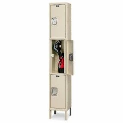 Hallowell® 3-Tier 3 Door Maintenance-Free Quiet Locker, 12"Wx12"Dx24"H, Tan, Unassembled
