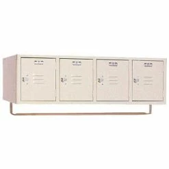 Lyon® 1-Tier 4 Door Locker, Wall Mount, Hasp Handle, 12"W x 18"D x 12"H, Putty, Assembled