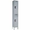 Hallowell® 2-Tier 2 Door Maintenance-Free Quiet Locker, 18"Wx18"Dx36"H, Dark Gray, Assembled -Deals Lockers Store 30033601