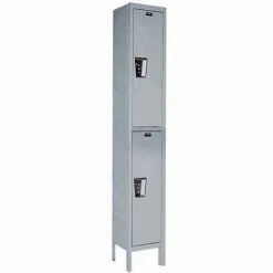 Hallowell® 2-Tier 2 Door Maintenance-Free Quiet Locker, 18"Wx18"Dx36"H, Dark Gray, Assembled