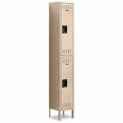 Tennsco® 2-Tier 2 Door Locker w/Legs, Recessed Handle, 12"Wx18"Dx36"H, Sand, Assembled
