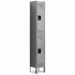 Tennsco® 2-Tier 2 Door Locker w/Legs, Recessed Handle, 12"Wx12"Dx36"H, Gray, Assembled