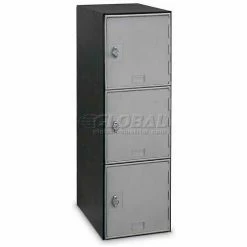 United Visual Products 3 Door Modular Box Locker W/Hasp Lock, 11-1/2"Wx18"Dx38"H, Silver, Assembled