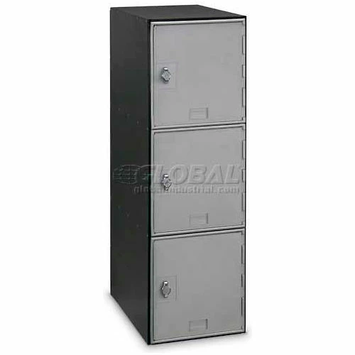 United Visual Products 3 Door Modular Box Locker W/Hasp Lock, 11-1/2"Wx18"Dx38"H, Silver, Assembled 3 United Visual Products 3 Door Modular Box Locker W/Hasp Lock, 11-1/2"Wx18"Dx38"H, Silver, Assembled