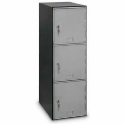 United Visual Products 3 Door Modular Box Locker W/Keyed Lock, 11-1/2"Wx18"Dx38"H, Sliver, Assembled
