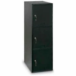 United Visual Products 3 Door Modular Box Locker W/Keyed Lock, 11-1/2"Wx18"Dx38"H, Black, Assembled