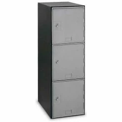 United Visual Products 3 Door Modular Box Locker W/Combo Lock, 11-1/2"Wx18"Dx38"H, Silver, Assembled