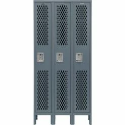 Global Industrial™ Infinity® 1-Tier 3 Door Ventilated Locker, 12"Wx18"Dx72"H, Unassembled -Deals Lockers Store 493144GY 05 1