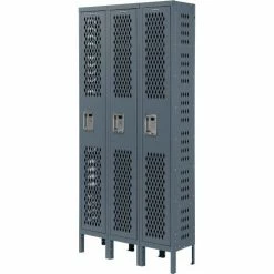 Global Industrial™ Infinity® 1-Tier 3 Door Ventilated Locker, 12"Wx12"Dx72"H, Unassembled -Deals Lockers Store 493144GY 06 2