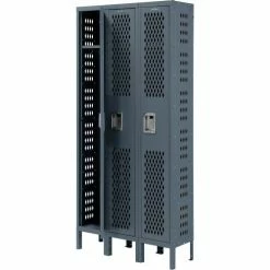 Global Industrial™ Infinity® 1-Tier 3 Door Ventilated Locker, 12"Wx18"Dx72"H, Unassembled -Deals Lockers Store 493144GY 07 1