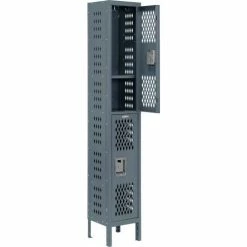 Global Industrial™ Infinity® 2-Tier 2 Door Ventilated Locker, 12"Wx12"Dx36"H, Assembled -Deals Lockers Store 493146GY 02