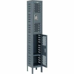 Global Industrial™ Infinity® 2-Tier 2 Door Ventilated Locker, 12"Wx12"Dx36"H, Assembled -Deals Lockers Store 493146GY 03