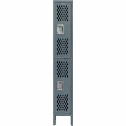Global Industrial™ Infinity® 2-Tier 2 Door Ventilated Locker, 12"Wx12"Dx36"H, Assembled -Deals Lockers Store 493146GY 05