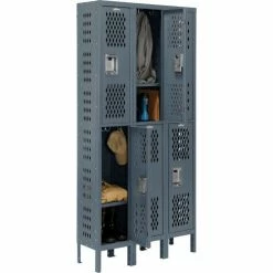 Global Industrial™ Infinity® 2-Tier 6 Door Ventilated Locker, 12"Wx12"Dx36"H, Unassembled -Deals Lockers Store 493149GY 01