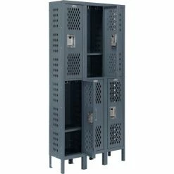 Global Industrial™ Infinity® 2-Tier 6 Door Ventilated Locker, 12"Wx18"Dx36"H, Unassembled -Deals Lockers Store 493149GY 02 1