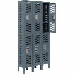 Global Industrial™ Infinity® 2-Tier 6 Door Ventilated Locker, 12"Wx18"Dx36"H, Unassembled -Deals Lockers Store 493149GY 03 1