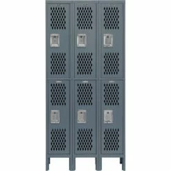 Global Industrial™ Infinity® 2-Tier 6 Door Ventilated Locker, 12"Wx12"Dx36"H, Unassembled -Deals Lockers Store 493149GY 05