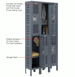 Global Industrial™ Infinity® 2-Tier 6 Door Ventilated Locker, 12"Wx12"Dx36"H, Unassembled -Deals Lockers Store 493149GY 2wco