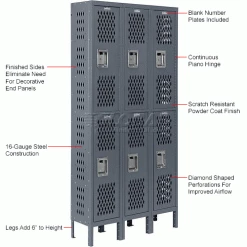 Global Industrial™ Infinity® 2-Tier 6 Door Ventilated Locker, 12"Wx18"Dx36"H, Unassembled -Deals Lockers Store 493151GY 1wco