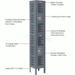Global Industrial™ Infinity® 2-Tier 2 Door Ventilated Locker, 12"Wx12"Dx36"H, Assembled -Deals Lockers Store 493246GY 1wco
