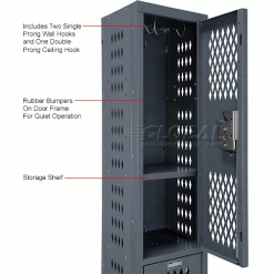 Global Industrial™ Infinity® 2-Tier 2 Door Ventilated Locker, 12"Wx12"Dx36"H, Assembled -Deals Lockers Store 493246GY 2wco
