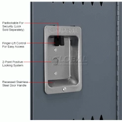 Global Industrial™ Infinity® 2-Tier 2 Door Ventilated Locker, 12"Wx12"Dx36"H, Assembled -Deals Lockers Store 493246GY 3wco