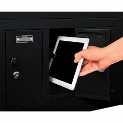 Global Industrial™ 4-Door Device Locker With Key Lock, 28-1/2"W x 11-1/4"D x 15-5/8"H, Black -Deals Lockers Store 493329BK 02