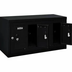 Global Industrial™ 4-Door Device Locker With Key Lock, 28-1/2"W x 11-1/4"D x 15-5/8"H, Black -Deals Lockers Store 493329BK 05