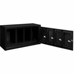 Global Industrial™ 4-Door Device Locker With Key Lock, 28-1/2"W x 11-1/4"D x 15-5/8"H, Black -Deals Lockers Store 493329BK 06