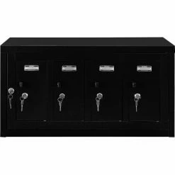 Global Industrial™ 4-Door Device Locker With Key Lock, 28-1/2"W x 11-1/4"D x 15-5/8"H, Black -Deals Lockers Store 493329BK 08