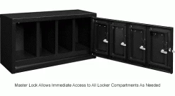 Global Industrial™ 4-Door Device Locker With Key Lock, 28-1/2"W x 11-1/4"D x 15-5/8"H, Black -Deals Lockers Store 493329BK 4wco