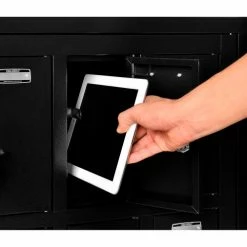 Global Industrial™ 8-Door Device Locker With Key Lock, 28-1/2"W x 11-1/4"D x 26-3/4"H, Black -Deals Lockers Store 493330BK 02